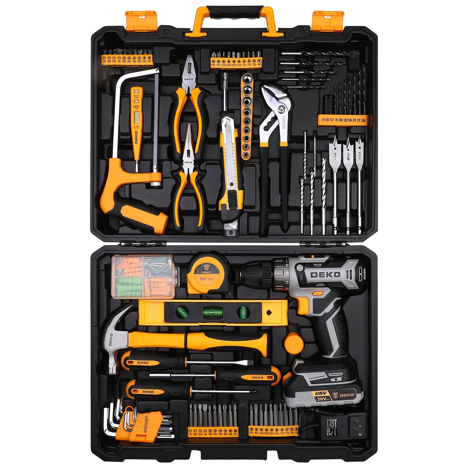 Deko 20v cordless drill kit with battery men’s manual repair basic toolbox suitable for household tools - dkmt186