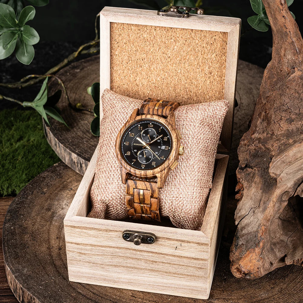 Bobo bird personalized men’s wristwatches multi-language handmade wooden watch supported free customized watches gift