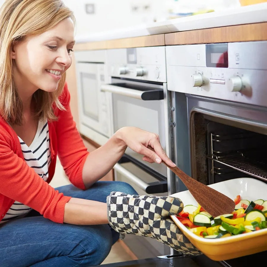 Wooden spatula for non stick cookwarewood utensils set cooking long handle flat frying ilined healthy and high mois
