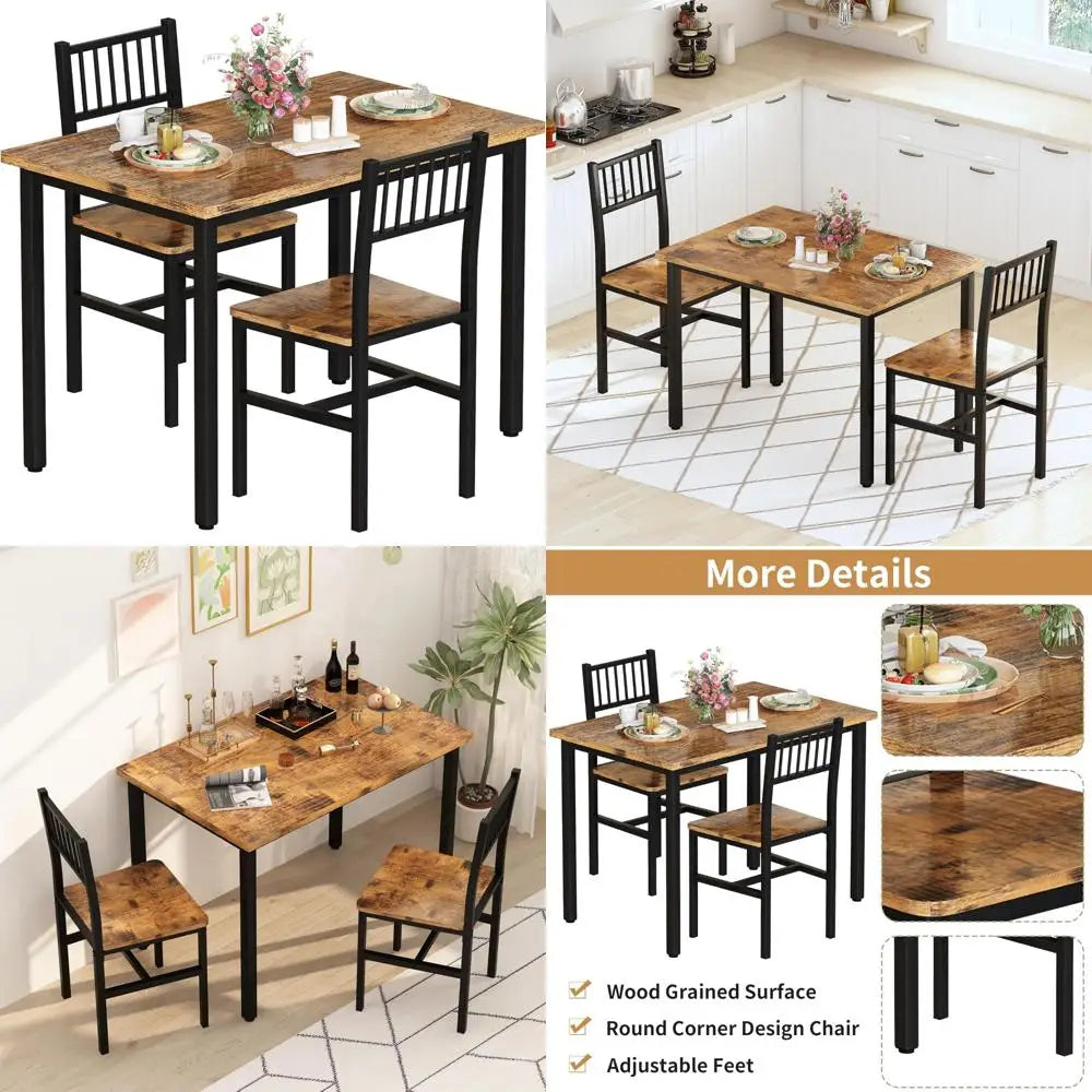 Compact 2-person dining set with chairs wooden breakfast nook table and chair for small kitchen spaces - united states