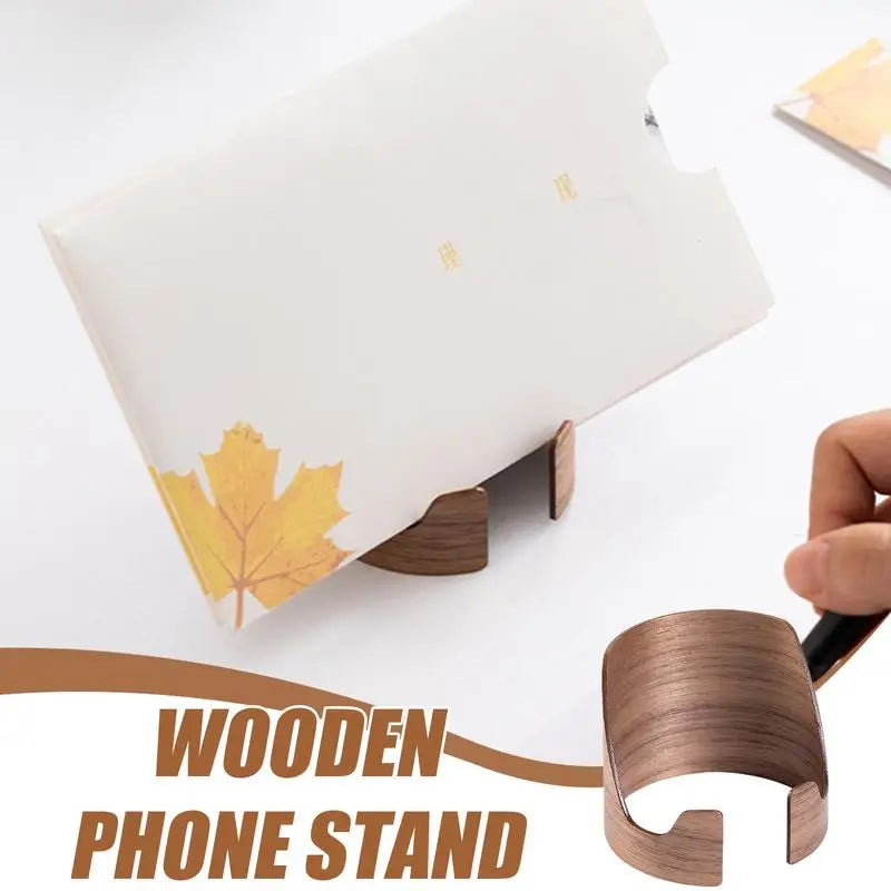 Phone desk stand decorative cylinder shape smartphone holder living room decorations wood desktop organizer