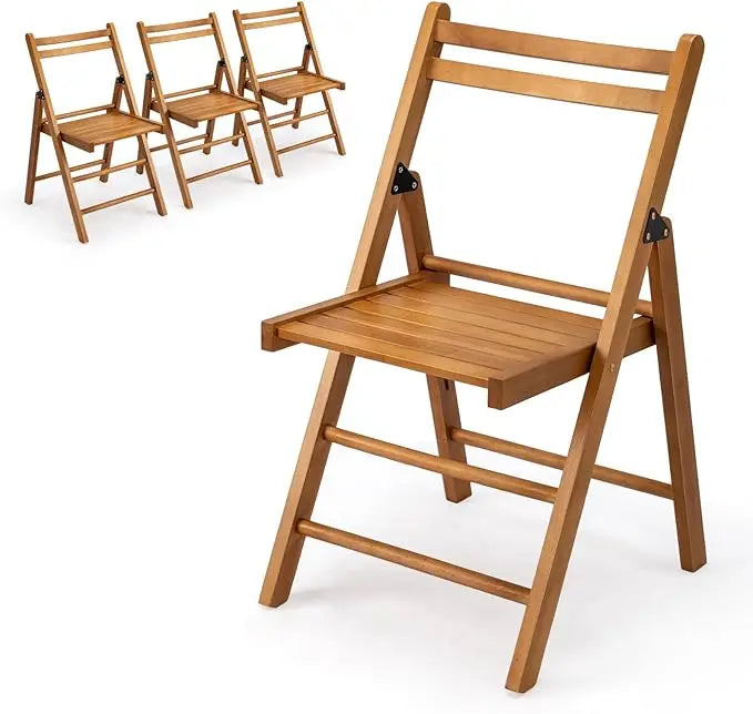 4 pack wood folding chairs with comfortable curved backs portable and durable wooden for indoor & outdoor pati - united