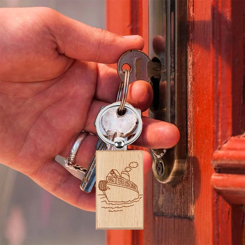 120pcs blank wooden keychain diy wood car keyring bulk wholesale - key chain