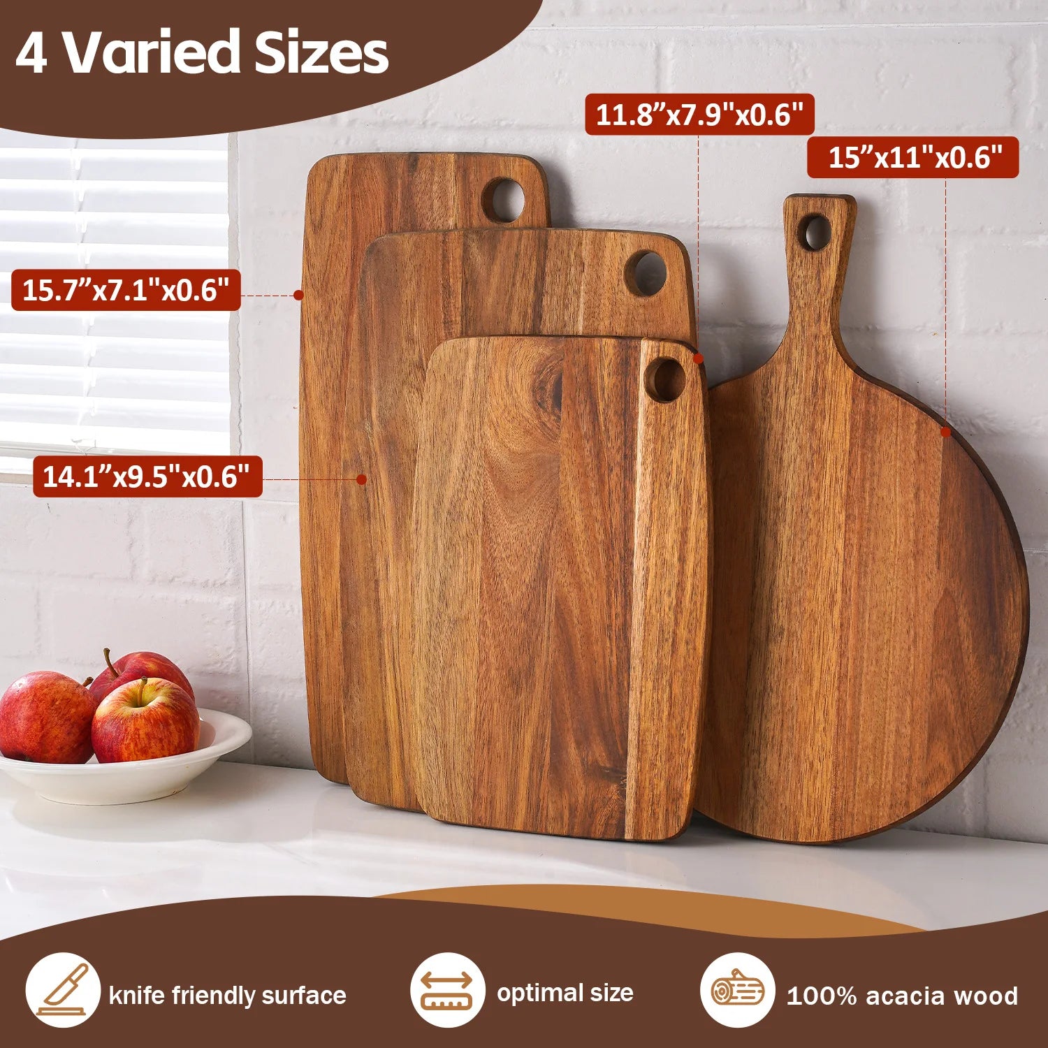 Acacia wood cutting board charcuterie decorative wooden serving for kitchen