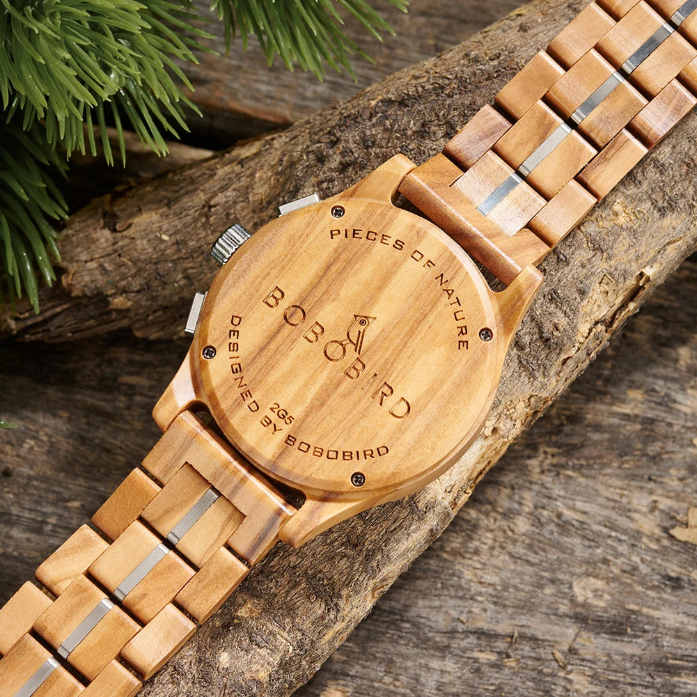 Bobobird men’s wooden watch quartz luxury wristwatch clock eco-friendly natural wood timepiece gift for him support
