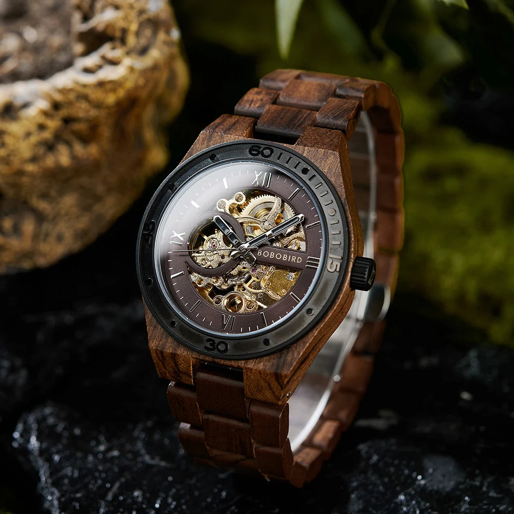 Luxury fashion men’s watches with automatic movement mechanical wrist from bobo bird the hottest gifts for father’s day