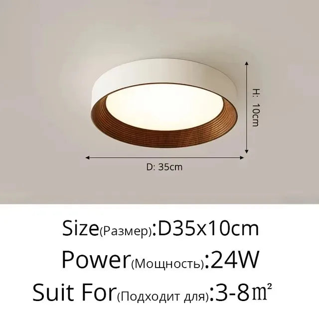 Nordic creative wood grain ceiling lamp minimalist round led chandelier living room balcony bedroom hotel decor
