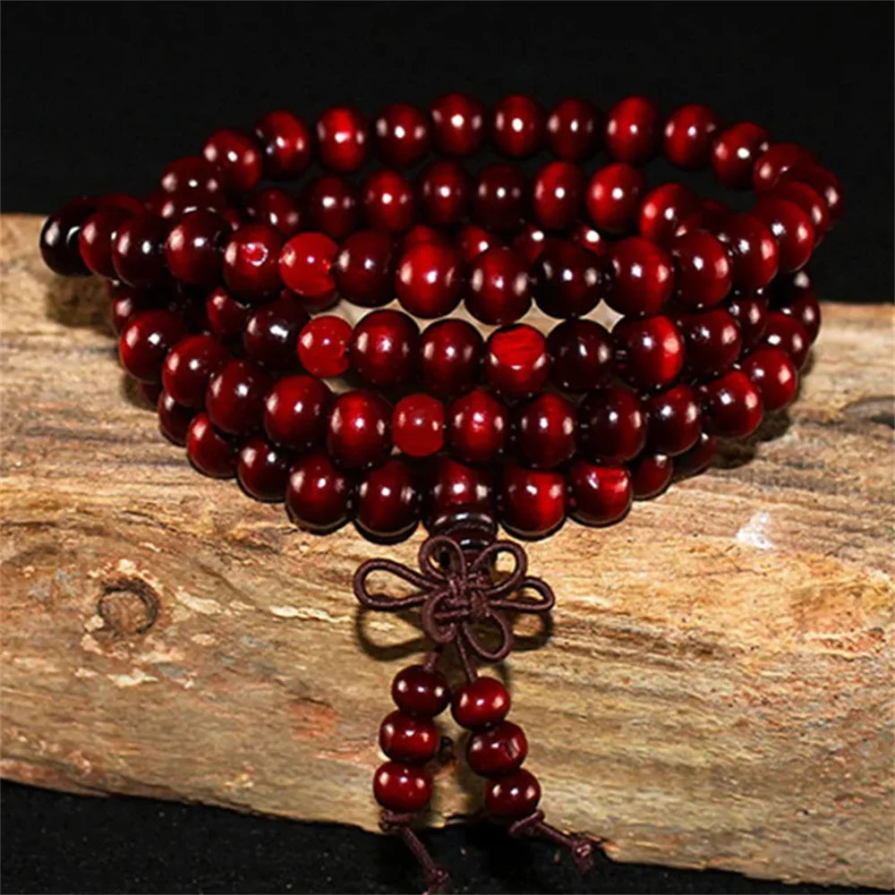 Natural sandalwood bracelet men buddhist buddha meditation bead for women prayer 108 beads rosary hanging decoration