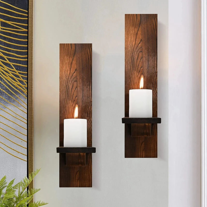 Wooden wall-mounted vase decoration stand retro corridor atmosphere candle wall home