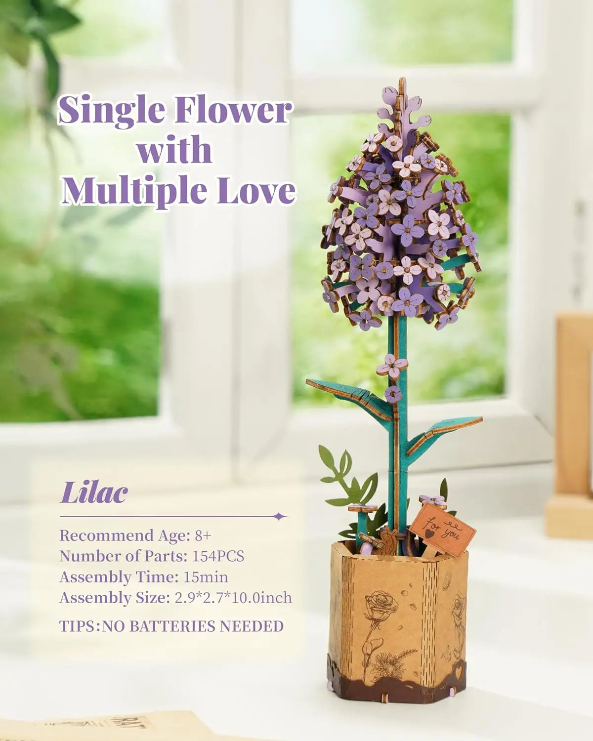 Robotime 3d wooden puzzle flowers bouquet bloom craft model kits eternal romantic gift for birthday mother’s day