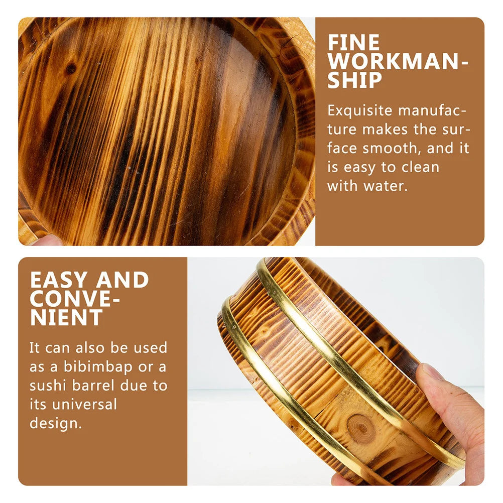 Rice sushi wooden bowl bucket tub oke hangiri mixing wood box japanese steamer barrel serving food container round tray