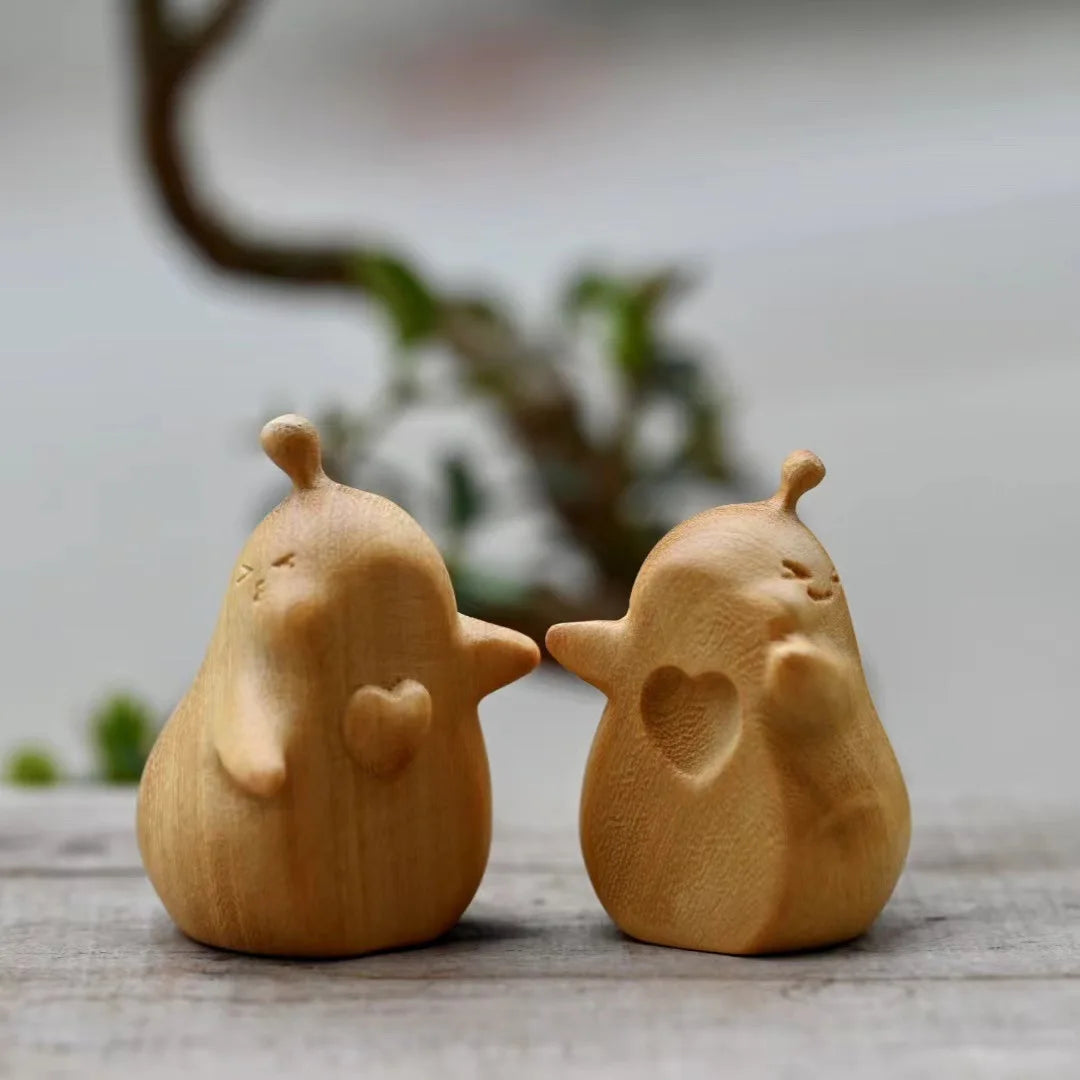 Cute wooden carvings never separate figurine valentine’s day gifts boyfriend birthday hugs pears home decor desktop