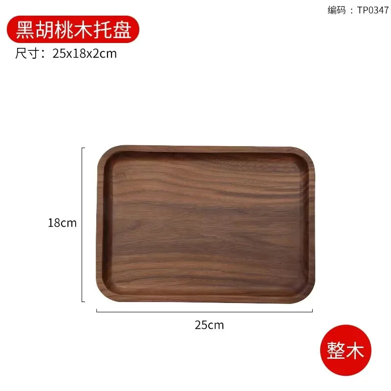 Wooden food tray walnut tea deluxe serving home tableware storage accessories coffee dessert snack - c 18x25x2cm