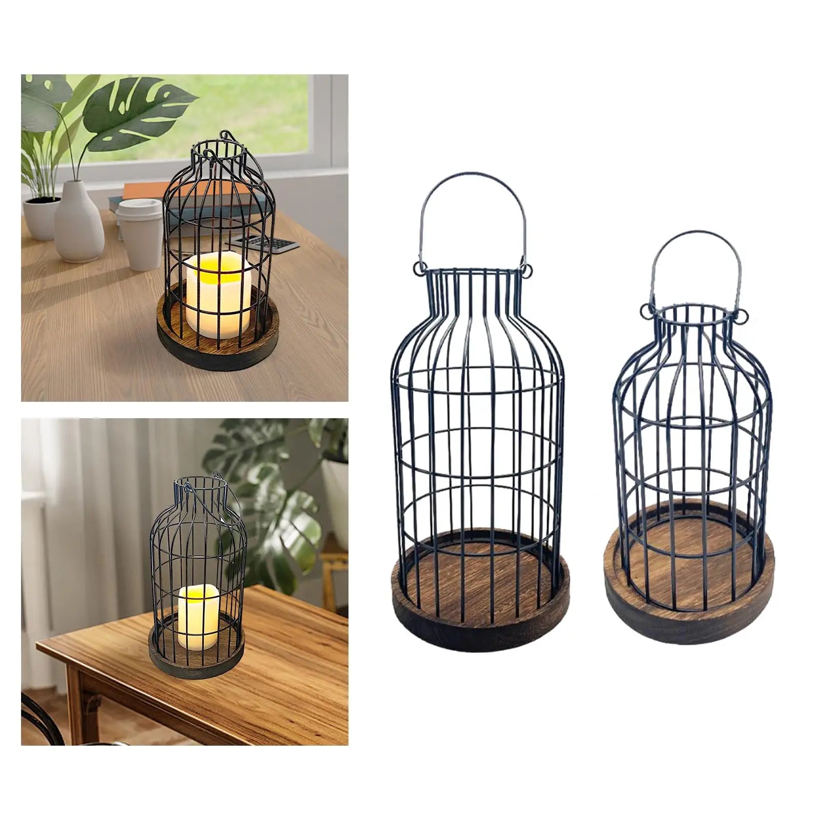 Farmhouse lantern wooden candle holder decorative for kitchen - s