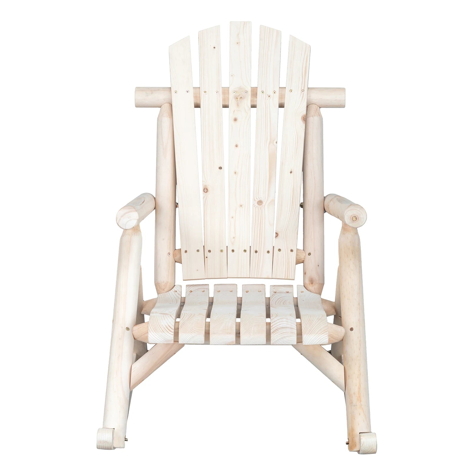 65*95*96cm outdoor courtyard fir wood rocking chair log color for home - united states / ivory