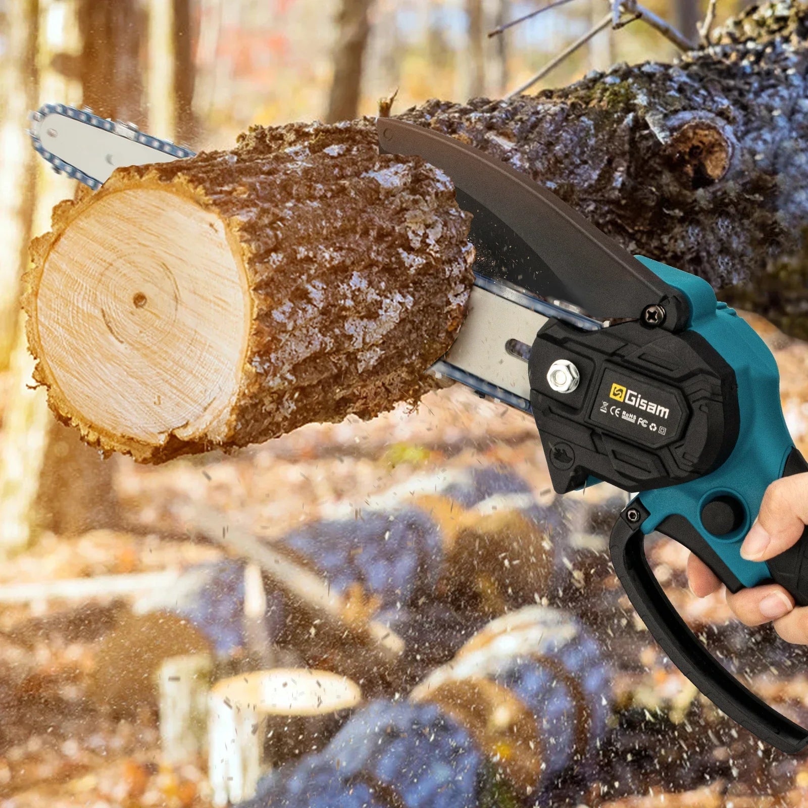 Gisam 8inch brushless electric saw cordless chainsaw handheld garden wood logging power tool for makita 18v battery pin