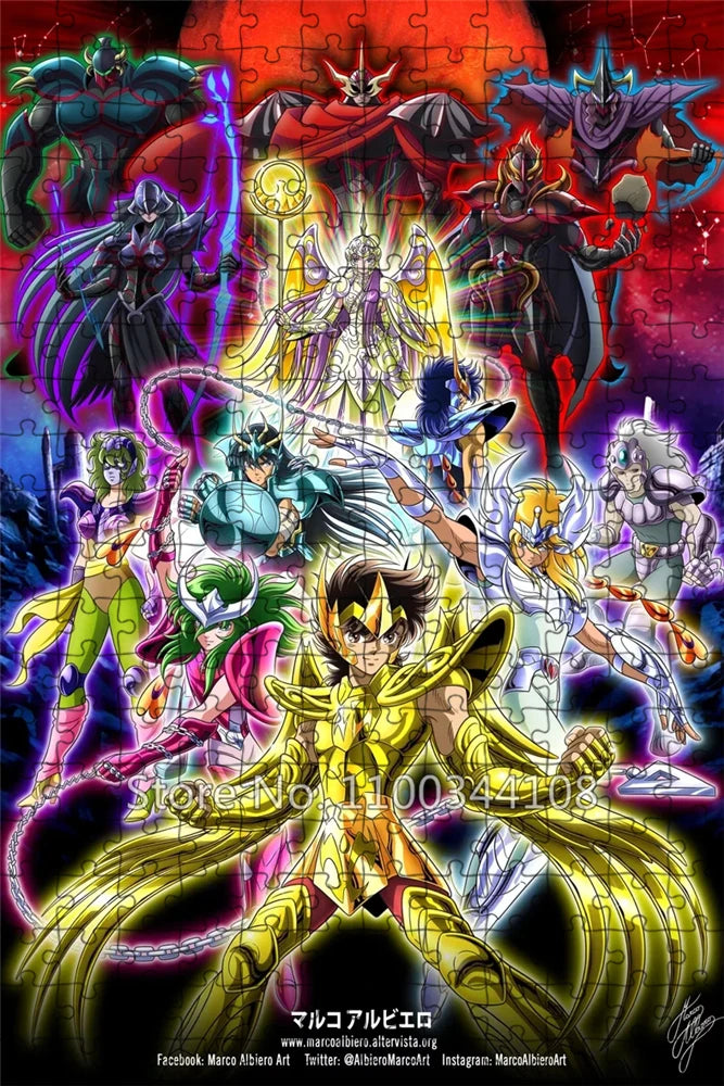 Saint seiya puzzle japanese anime knights of the zodiac 300/500/1000 jigsaw puzzles children’s educational toys family