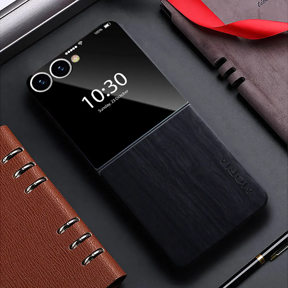 Case for samsung galaxy z flip 7 6 5 4 3 5g funda bamboo wood pattern leather cover galaxy z flip7 flip6 flip3 flip5