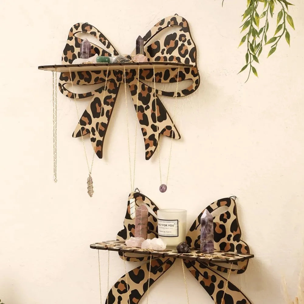 Butterfly heart crystal shelf decor bow display wooden wall floating shelves leopard 1pcs for stone essential - united