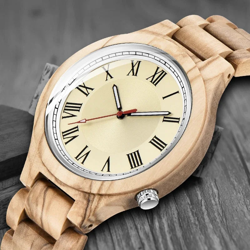 Creative full natural wood male watches handmade bamboo novel fashion men women wooden bangle quartz wrist watch reloj