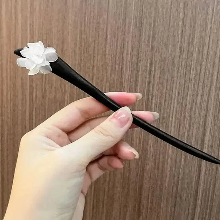 Wood tassel step shaking hairpin chopstick hair stick ancient ornament pan headdress flower styling accessories gifts