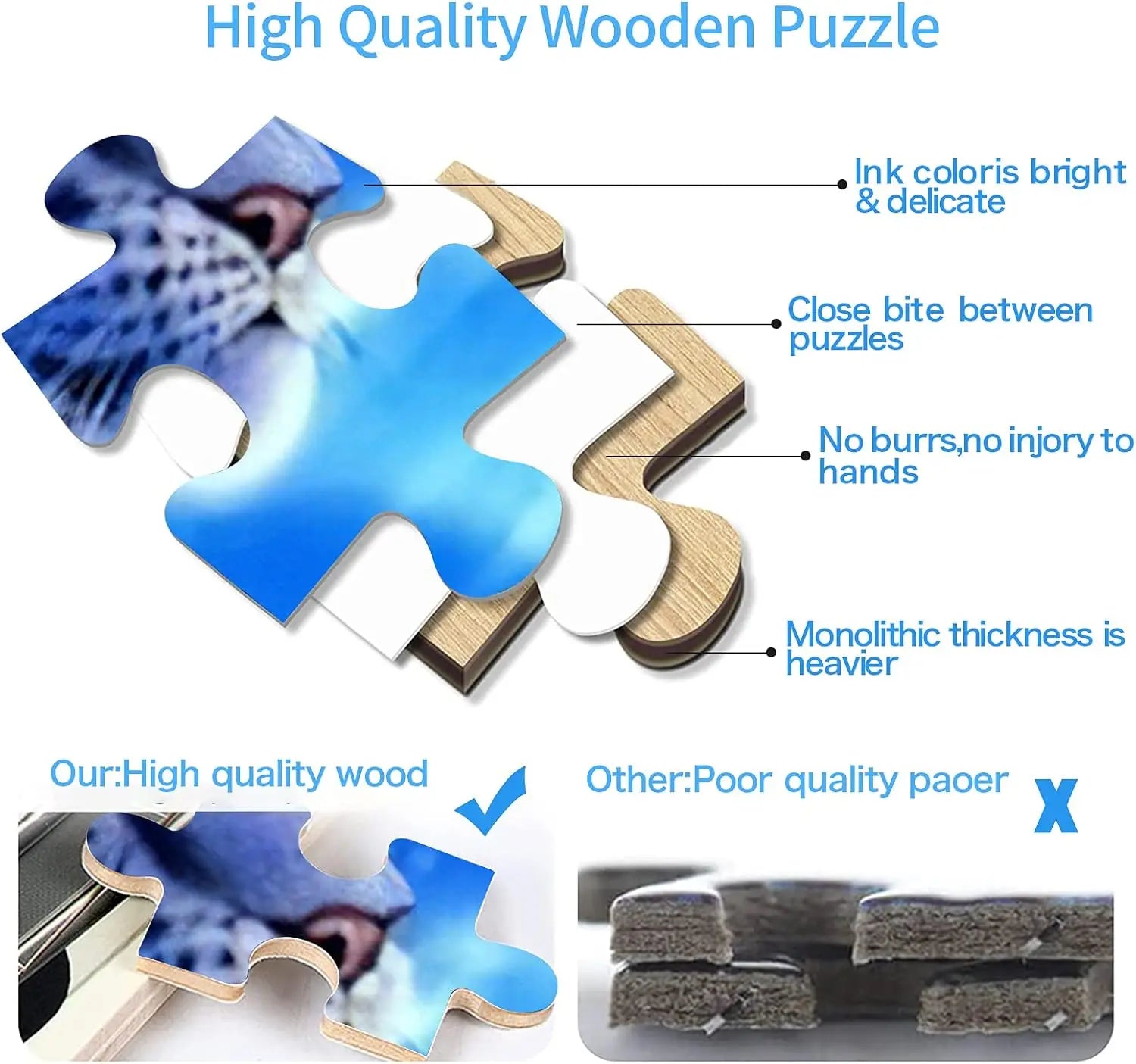 1000/500/300 pieces white tiger adult wooden puzzle jigsaw puzzles for gameroom bedroom party birthday gift challenging