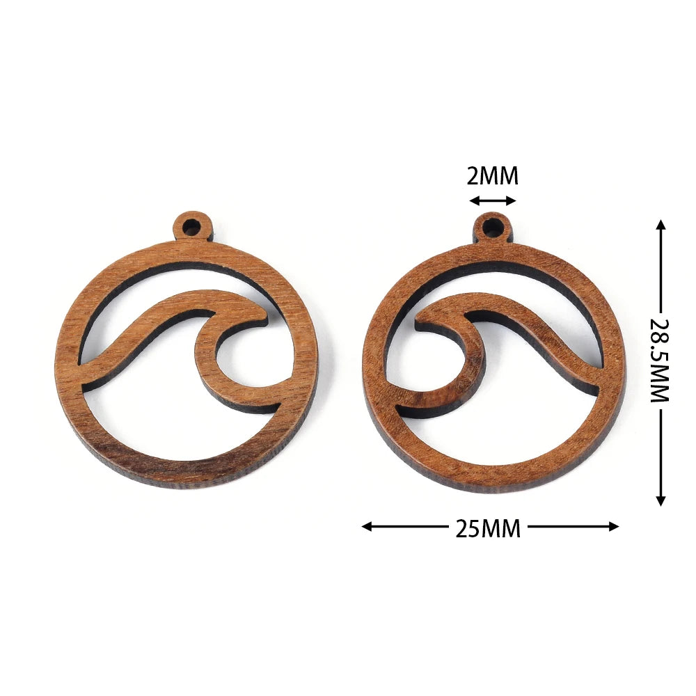 6pc/lot fish/flower shape wood pendant resin plate pendants jewelry accessory handmade connector diy earring component