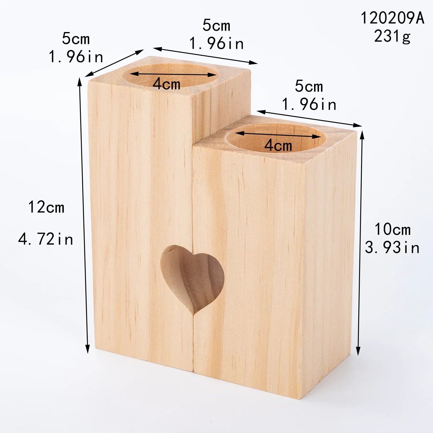 Tealight candle holder wood holders for table set of 2 combined heart stands home decor romantic decoration - 120209a