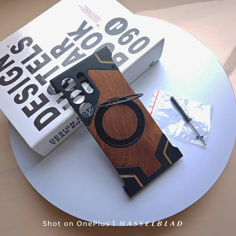 For samsung galaxy s24 25ultra funda s23 ultra phone case walnut wood luxurious metal magsafe wireless charging