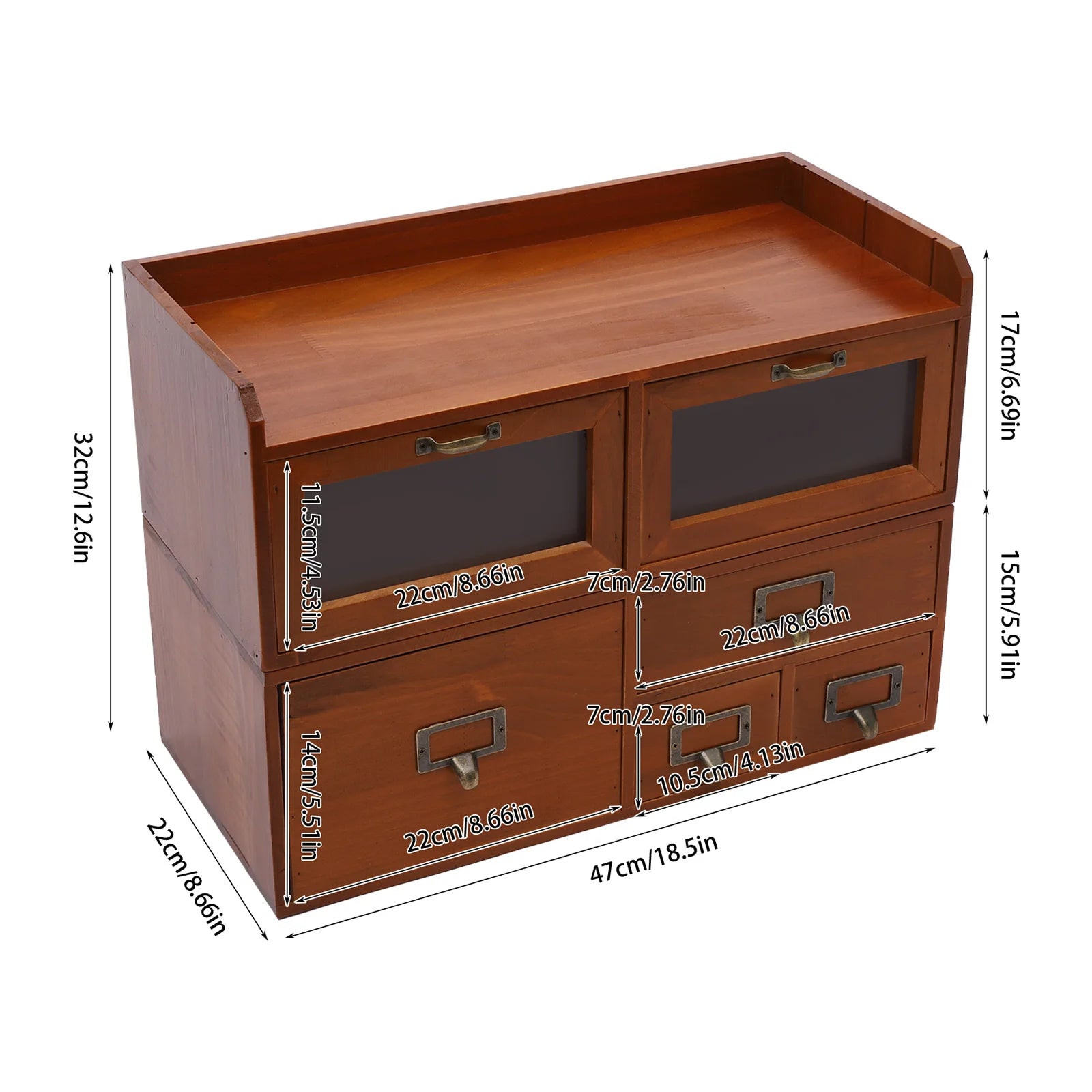 Drawer locker desktop organizing cabinet cosmetic jewelry storage box office supplies organizer chest - chocolate