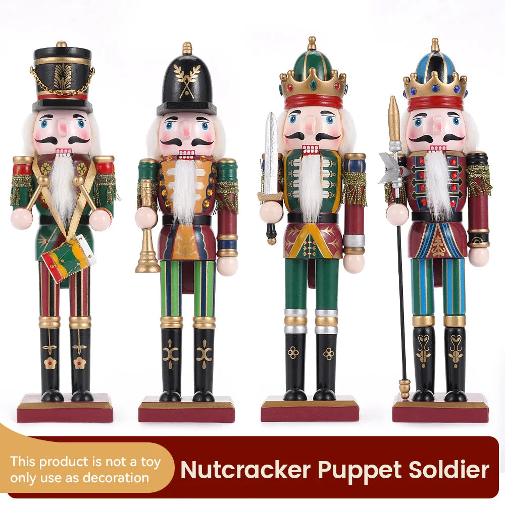 4pcs 30cm wooden nutcracker collection soldier set handmade painted christmas decor holiday gift home office festival