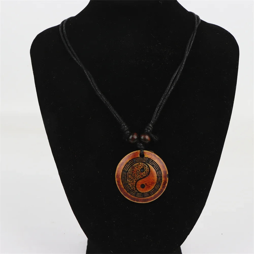 20pcs/lot vintage punk style wooden necklace owl turtle men women beaded pendant choker sweater dress neck jewelry