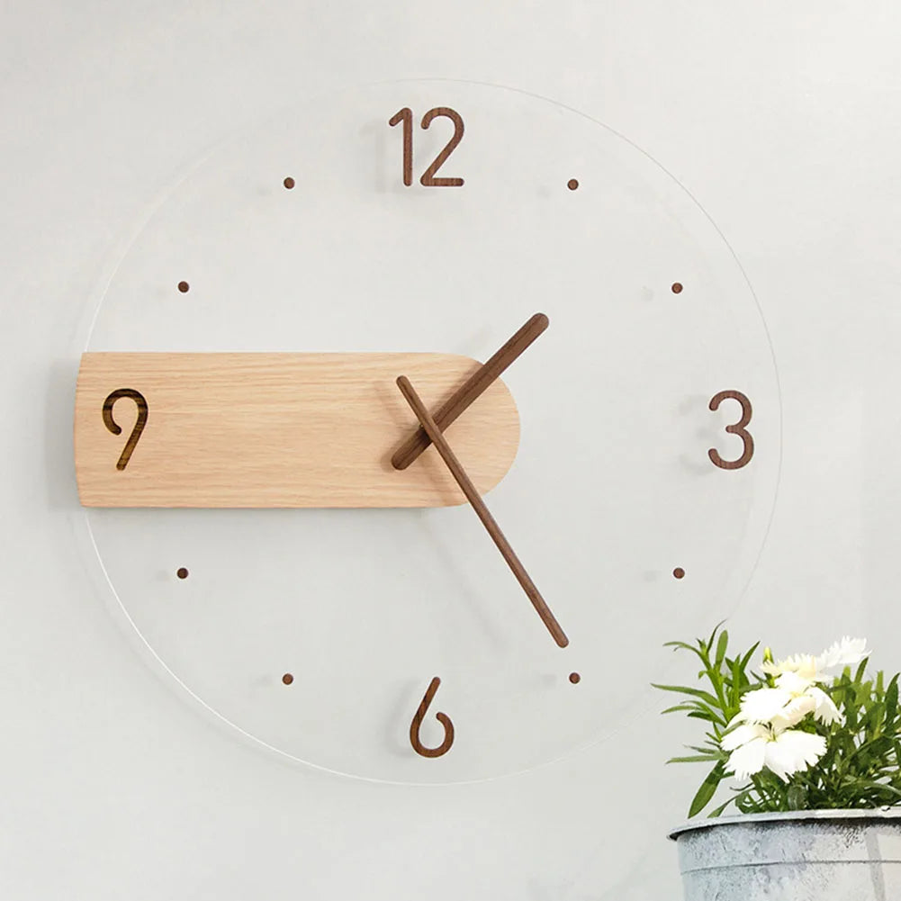 Quiet scan movement wall clock nordic style silent quartz 12in black walnut wood easy manual installation - china