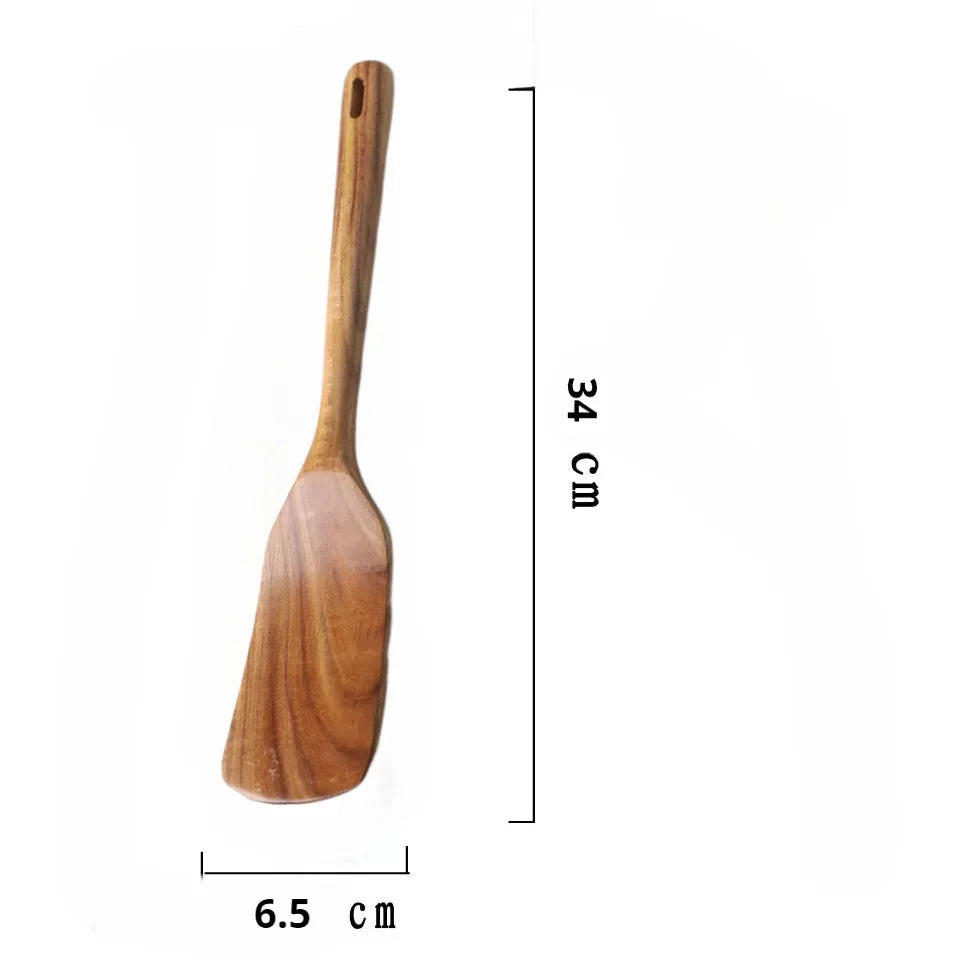 Natural wooden tableware teak wood nanmu spoon extra long leaking soup cooking kitchen utensils - shovel l