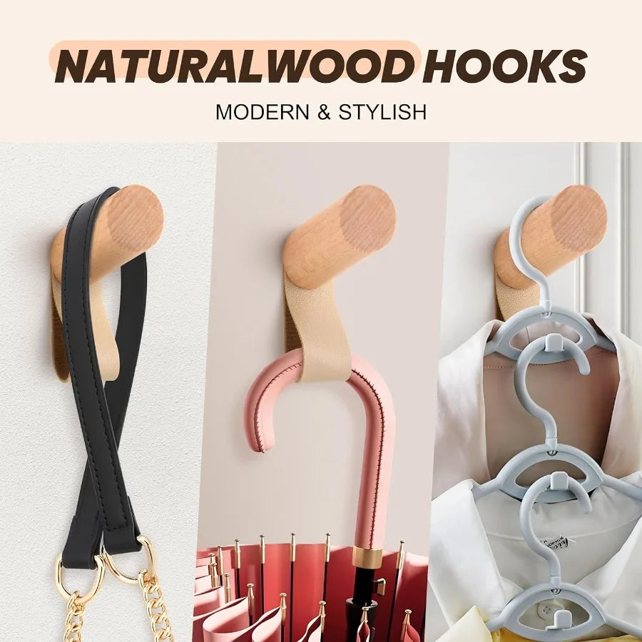 6 pack wood wall hooks wooden coat mount heavy duty robe hat for decorative rustic rack hangers - united states