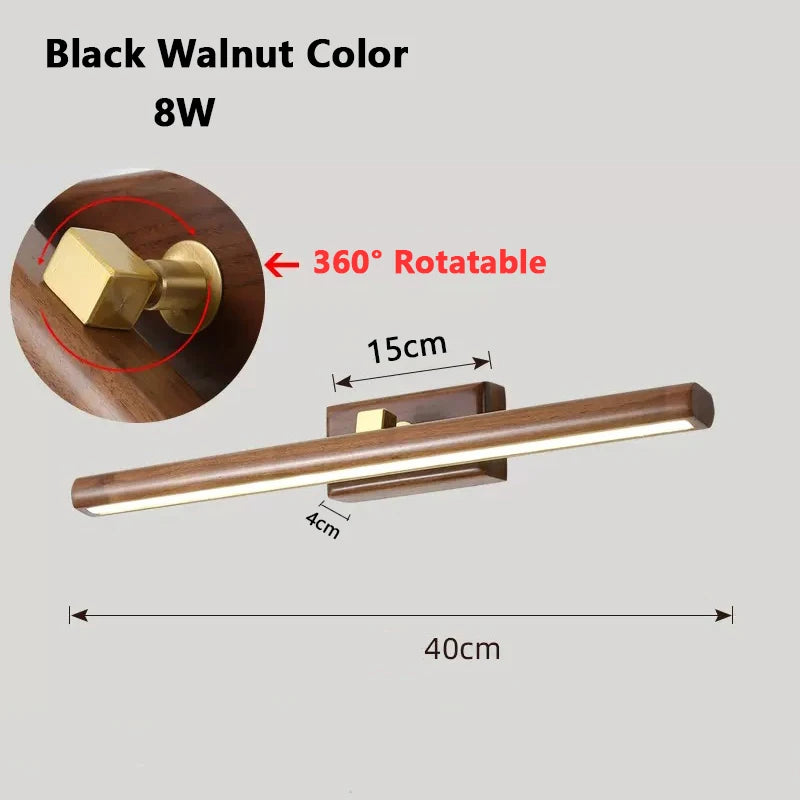 Modern wood dressing table wall lamp acrylic lampshade rotatable led sconce lights home decor mirror painting