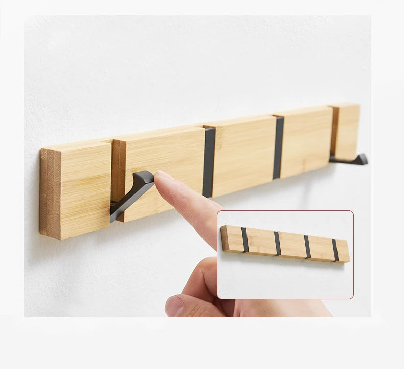 Hole-free invisible hook wall-mounted entrance door folding coat clothes hanging rack into the bathroom row key hooks
