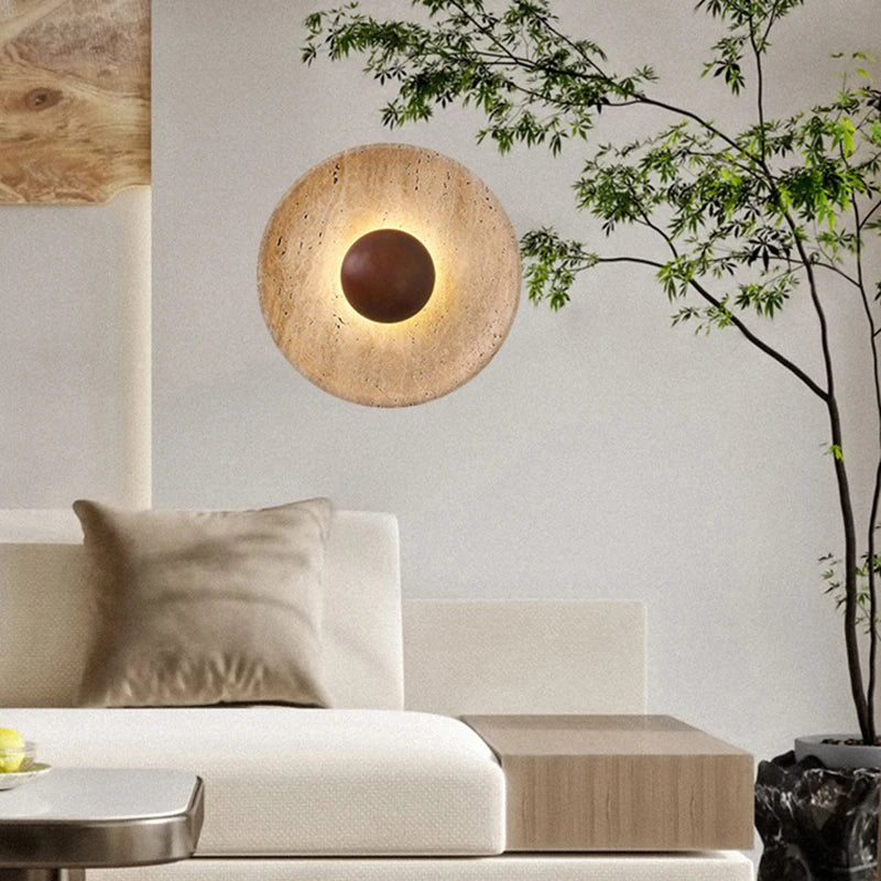 Mdoern natural stone wall light sconce dark wood 25cm 110-220v atmosphere lamp for foyer dining room bedroom stairs