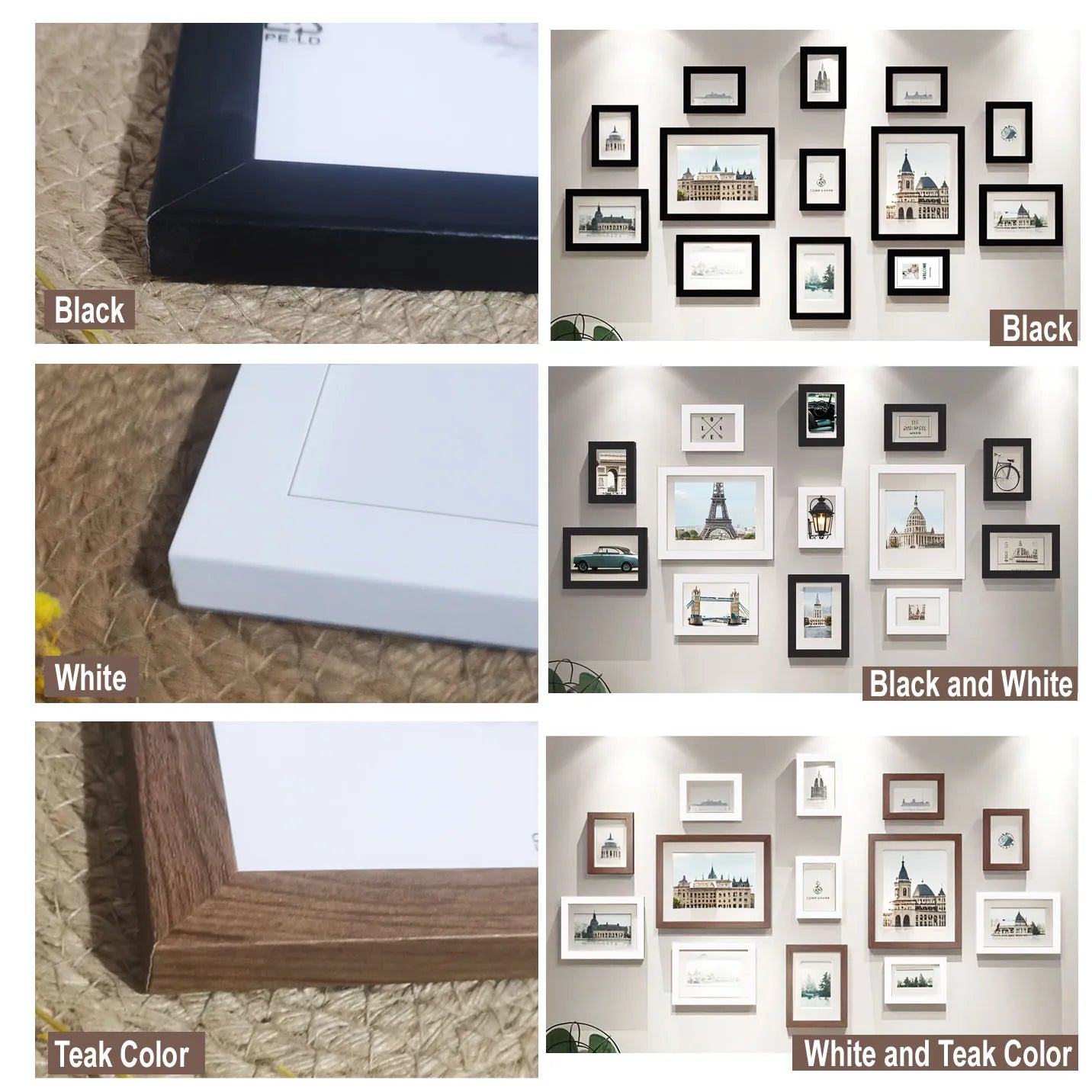 13pcs wood picture frame set for wall home office decor festive commemorative gifts - variety of sizes photos