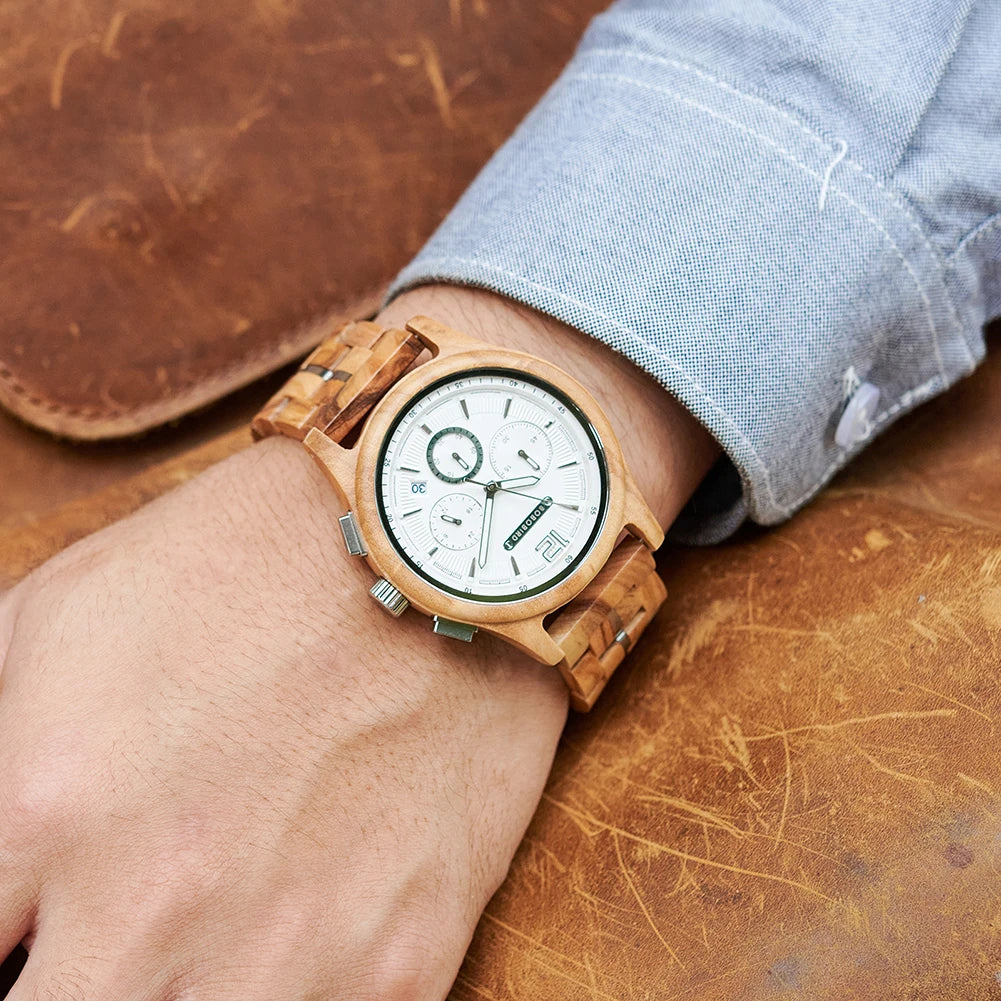 Bobobird men’s wooden watch quartz luxury wristwatch clock eco-friendly natural wood timepiece gift for him support