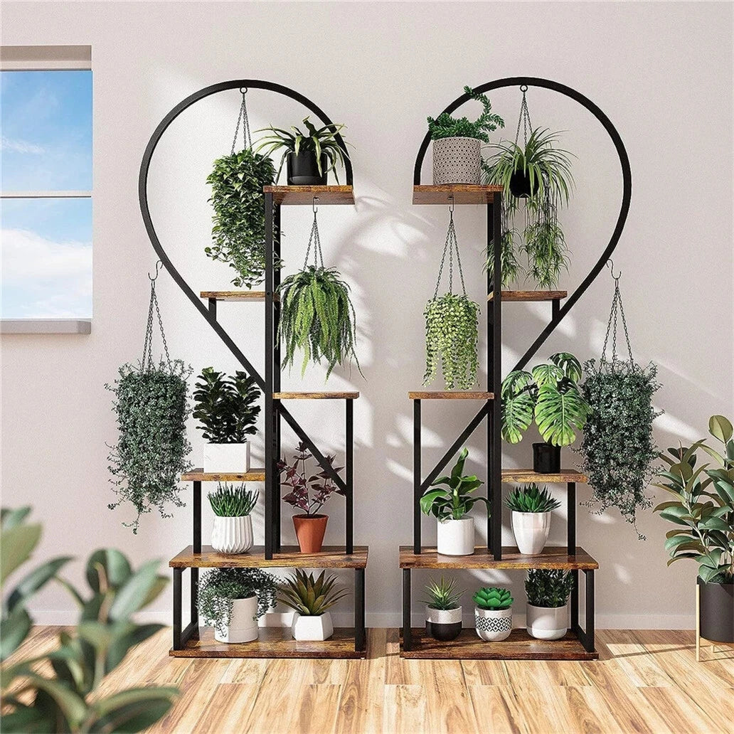 Plant stand half heart shaped multiple planter rack flower display home creative ladder hanging shelf