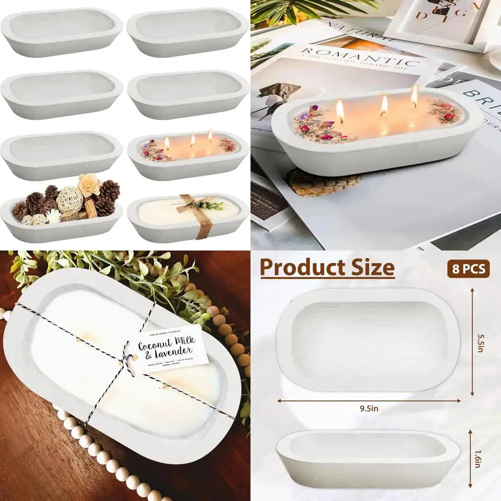 Wooden dough bowls set of 8 rustic paulownia wood vintage style ideal for candles 9.5 x 5.5 inches - united states