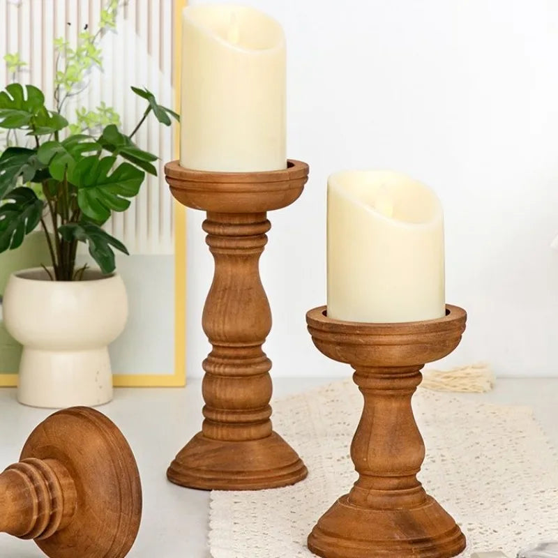 New style retro wooden candle holder 3-piece set container desktop decoration home decor wedding