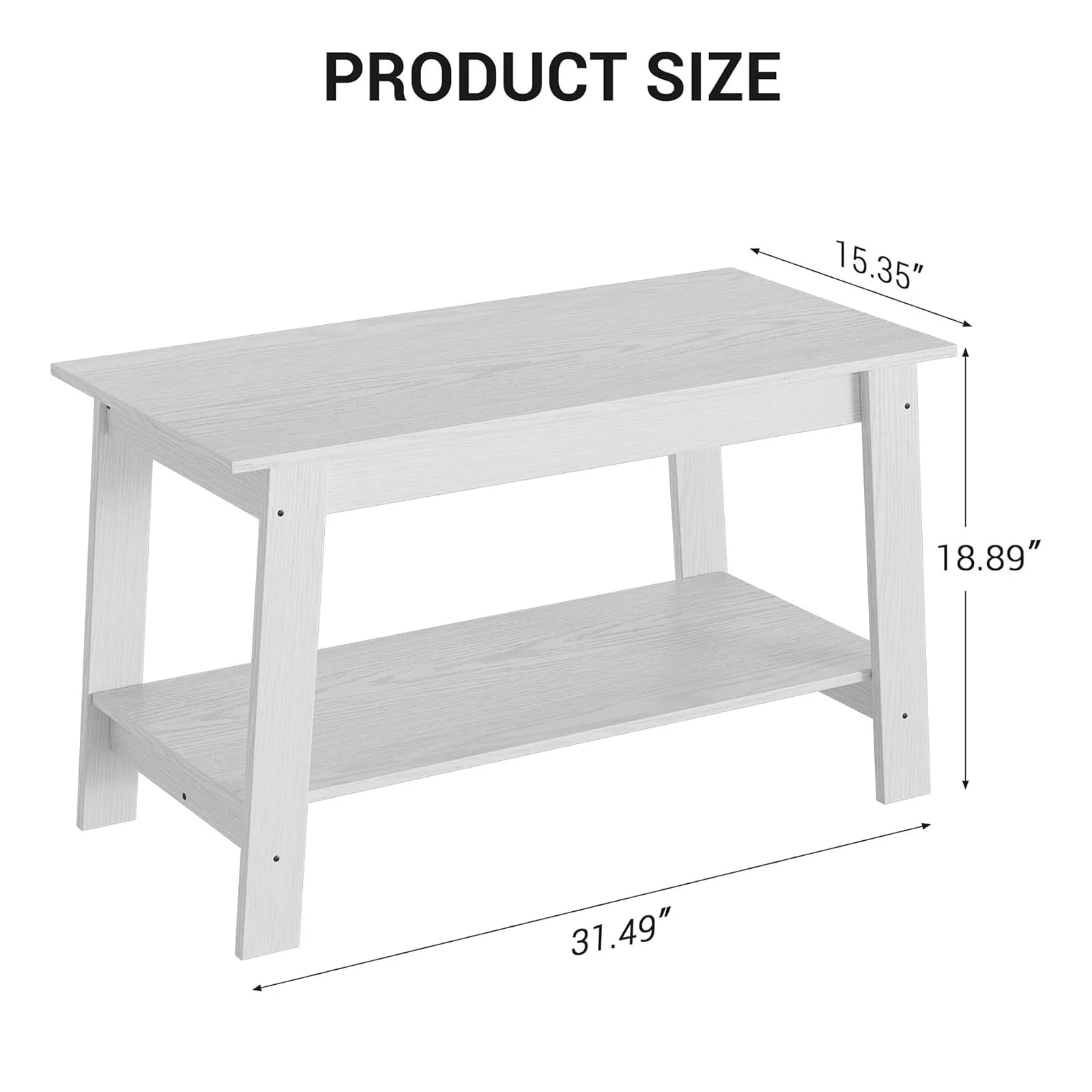 31.49’’ industrial coffee table farmhouse nightstand 2-tier storage side tables with rustic wood finish