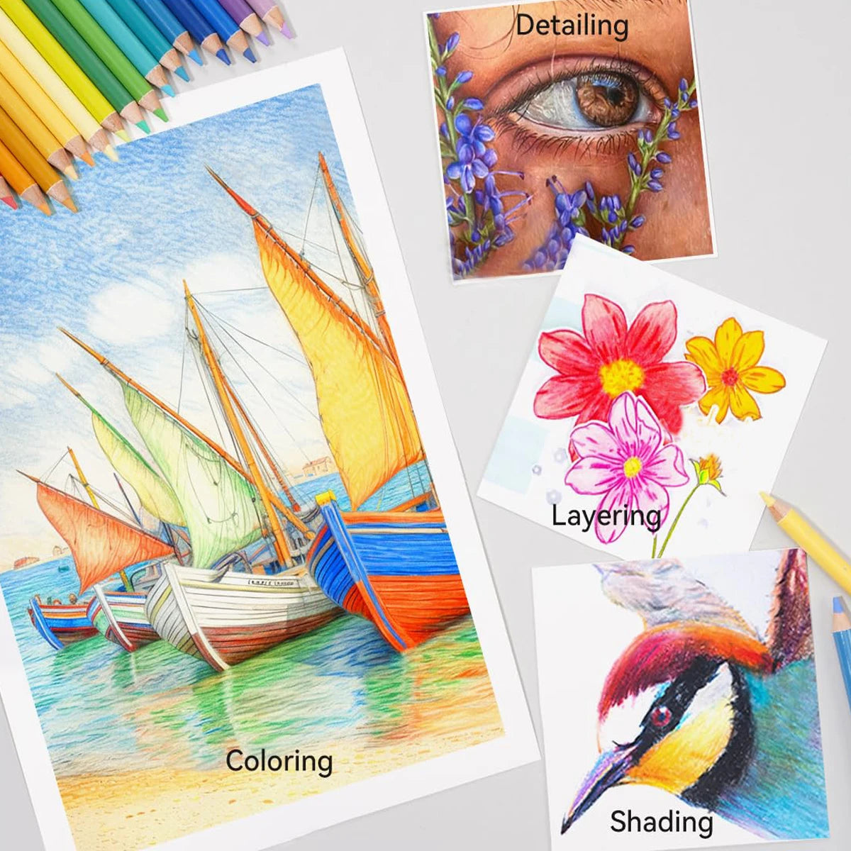 300 colored pencils set oil-based rich & vibrant colors drawing for coloring blending and layering books adult - colors