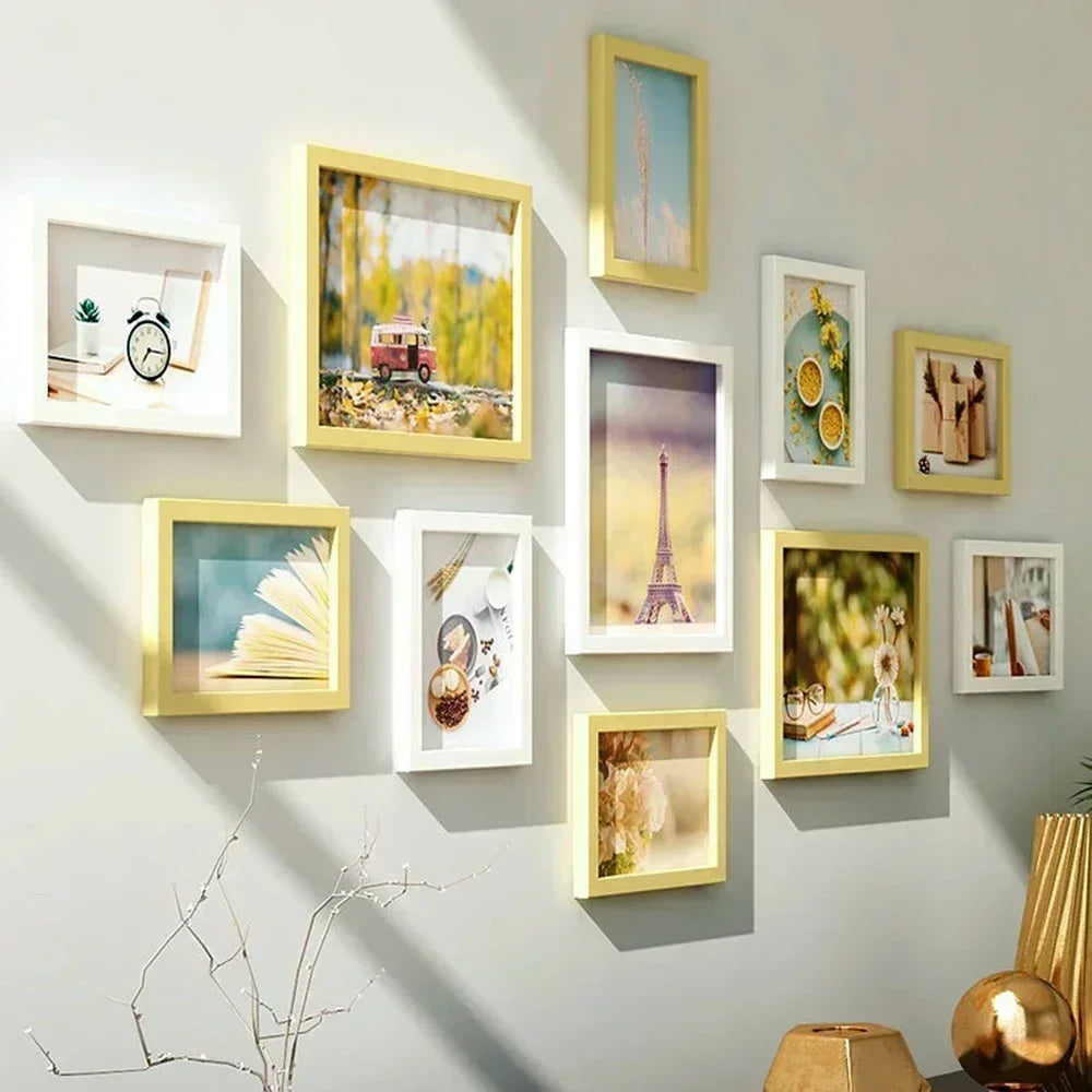 Living room photo frame 11pcs american wall combination wooden hanging picture creative restaurant home decoration