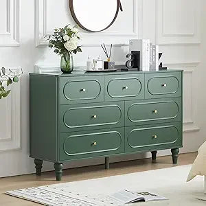 3 drawer fluted dresser for bedroom mid century modern chest of drawers wood storage small organizer livi - green 7