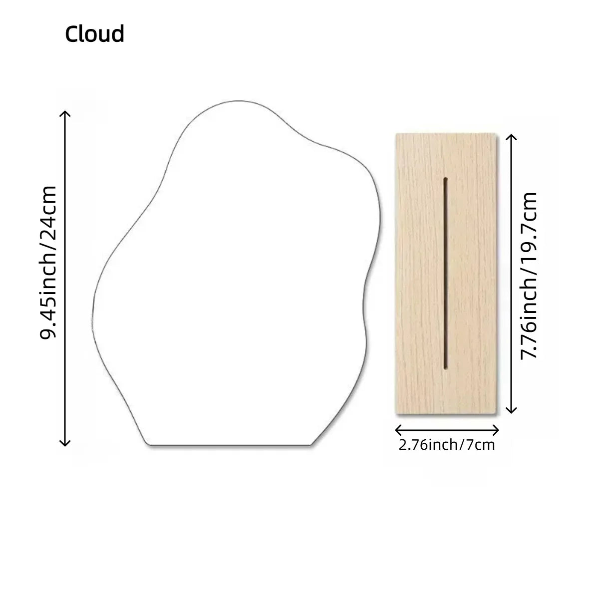 1pc regular aesthetic vanity acrylic mirror frameless cloud shape decorative desk tabletop mirrors with wooden stand
