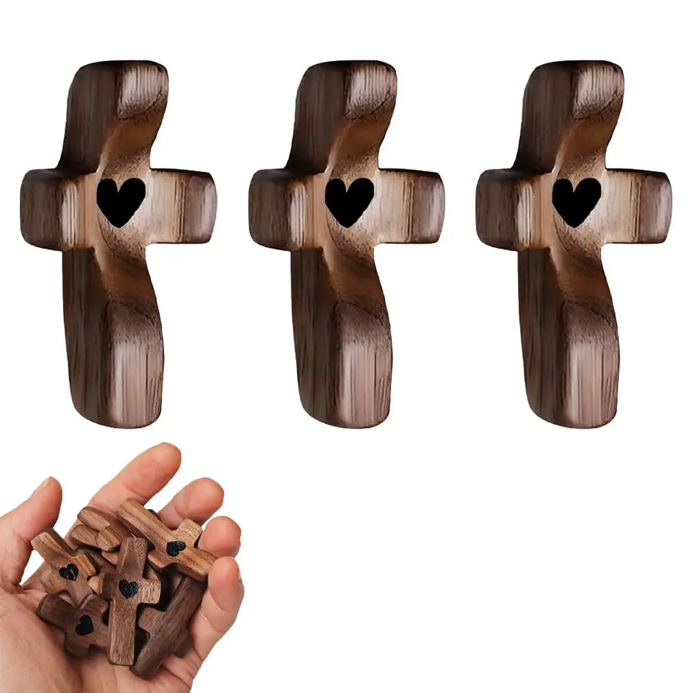 10pcs wooden cross decorations fidget for anxiety relief multi-functional spiritual symbols home and office - 3pcs