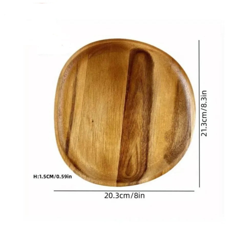 Japanese solid wood fruit plate factory wholesale wooden tray multi-size high-value snack - b / 6 inches